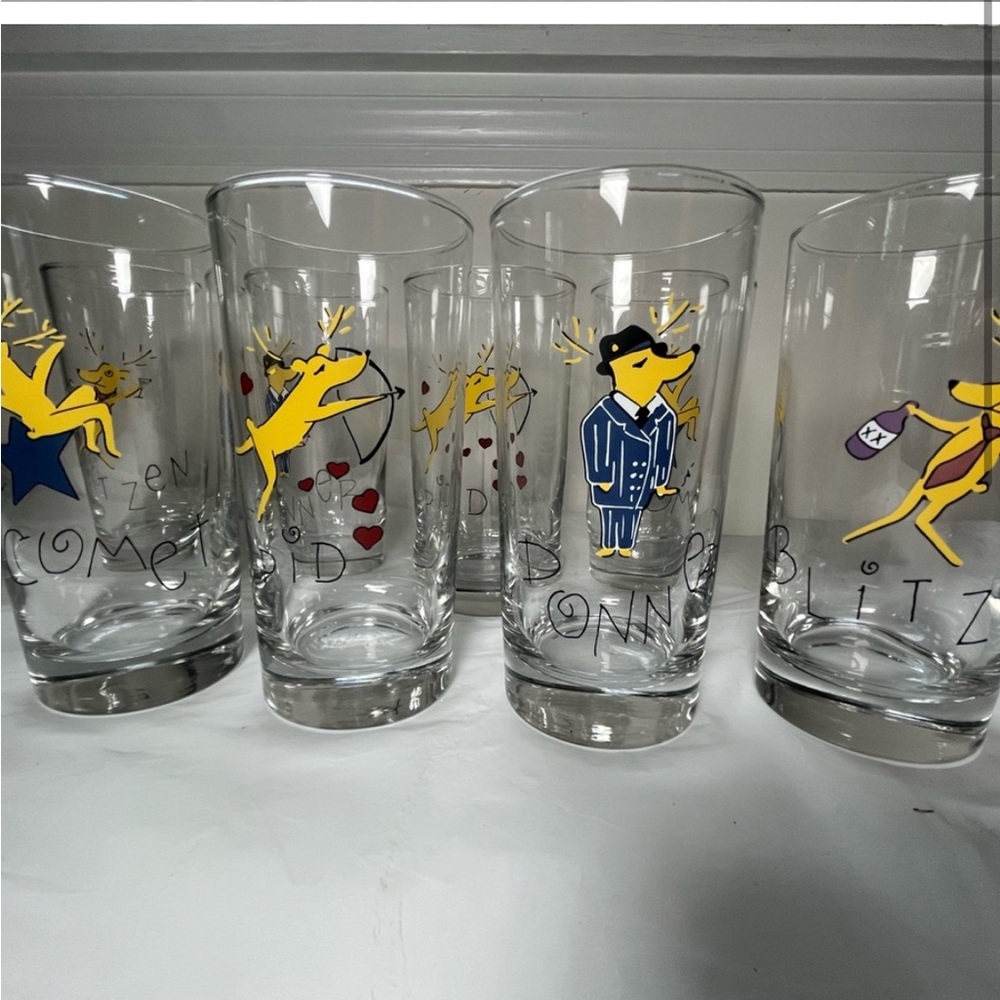 Set of 4 Reindeer Themed Glasses